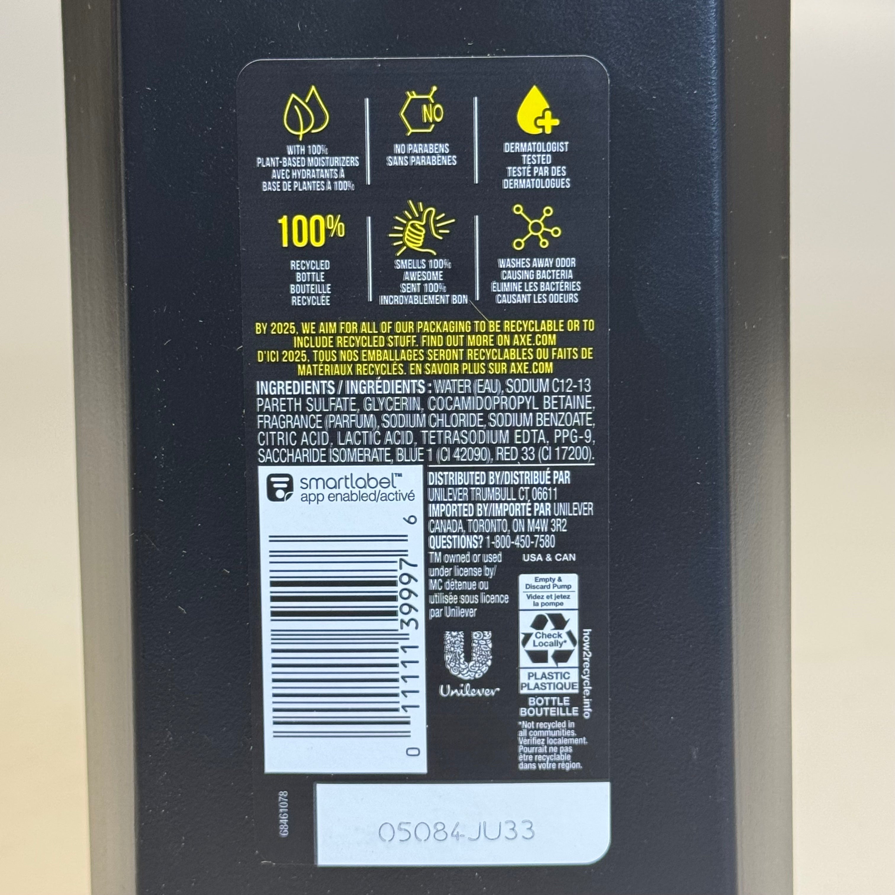 AXE Crushed Mint & Rosemary Body Wash (2 Pack) 12H 28fl oz Sz 3” W x 9” H