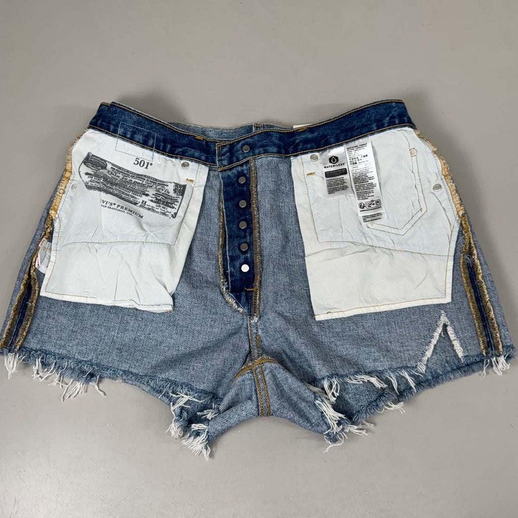LEVIS 501 Original Fit High Rise Shorts Medium Wash Women's Sz 32 Mega Vibe Blue