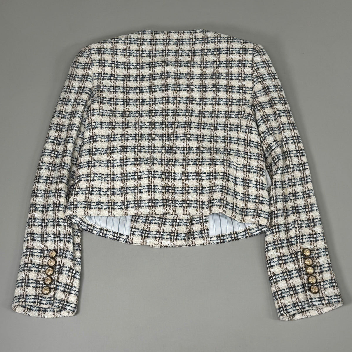 VERONICA BEARD Bentley Tweed Jacket Sz-00 Ivory/Camel 2406TW6810474