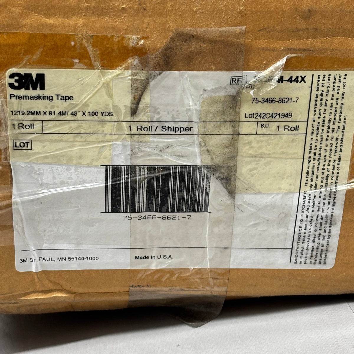 3M Premasking Tape Specially Formulated Low-Tack Application 48"x100yds SCPM-44X