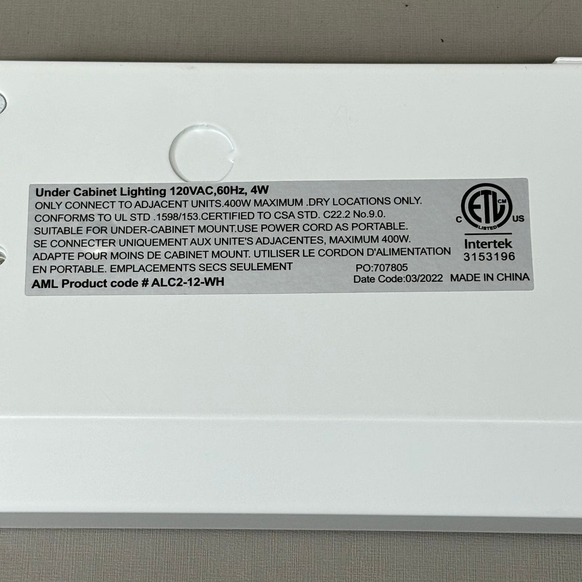 AMERICAN LIGHTING 2 LED Under Cabinet Light 12" 4W 3000K White ALC212WH