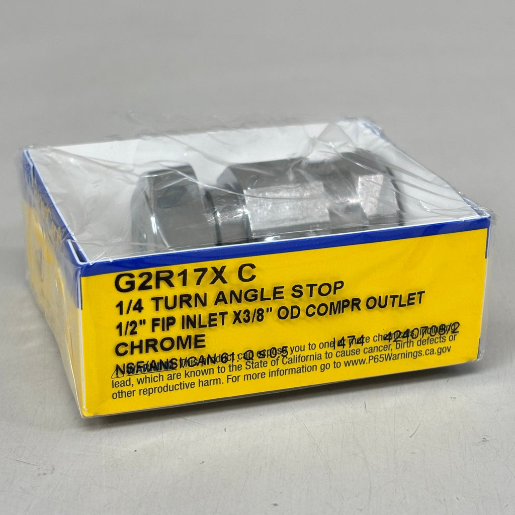 BRASSCRAFT (2 PACK) 1/4 Turn Angle Stop 1/2" FIP In X 3/8" OD COMPR Out G2R17XC