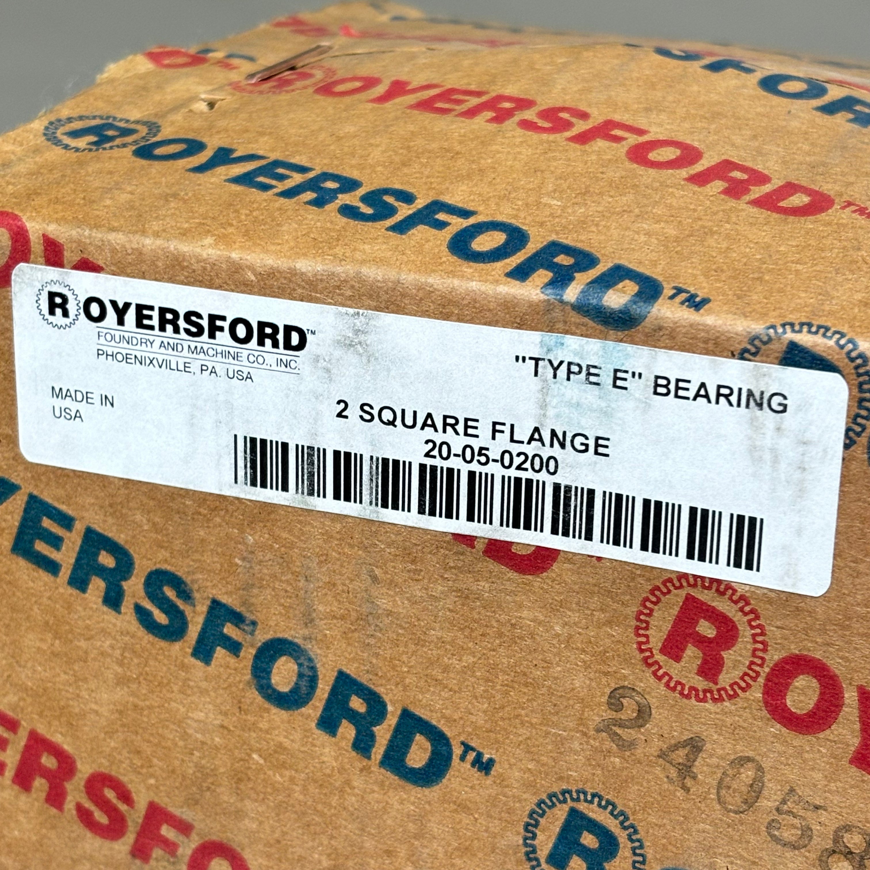 ROYERSFORD 4-Bolt Square Flange Bearing 2" Timken Tapered Roller 20-05-0200