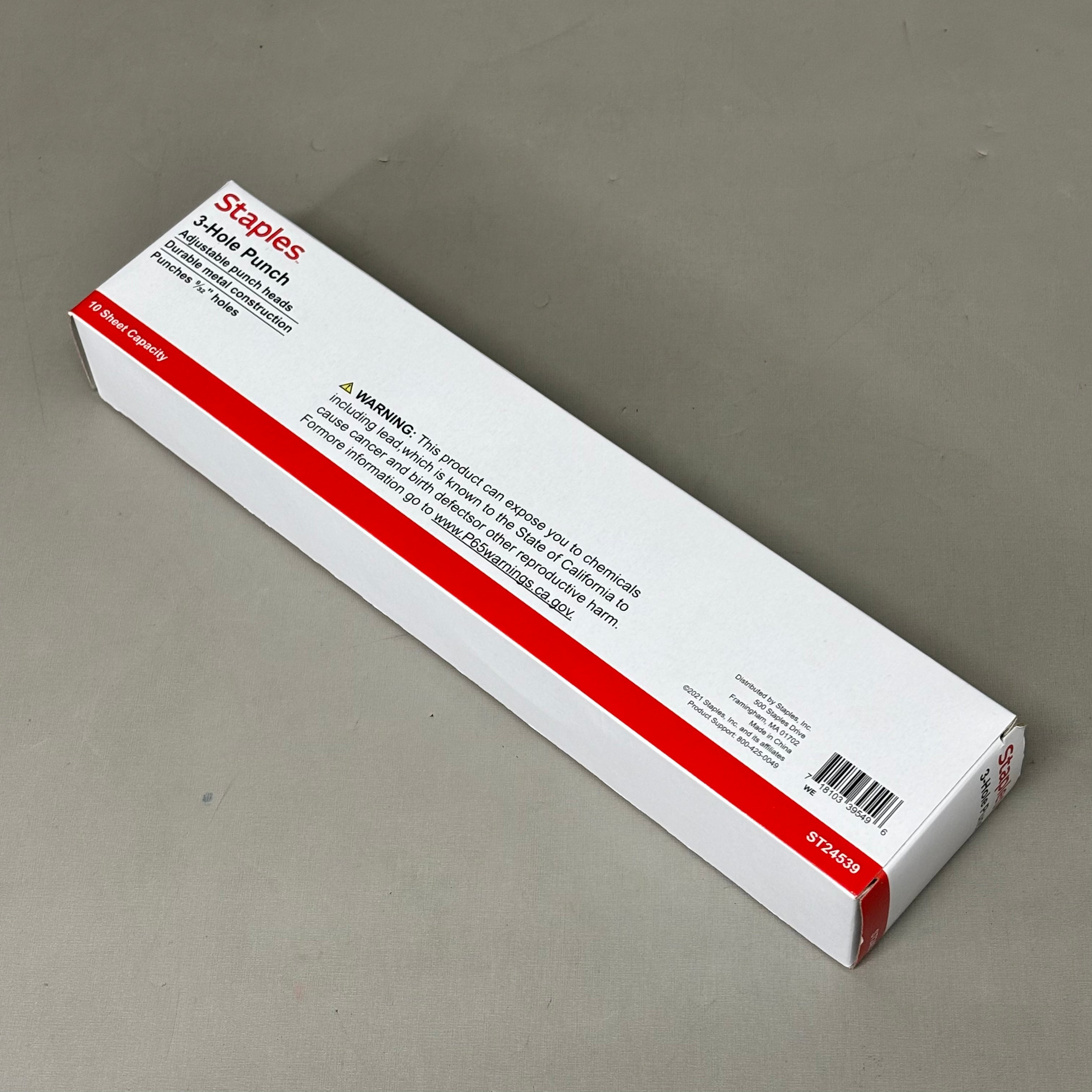 STAPLES Jam Paper Metal 3 Hole Punch 10 Sheet Capacity ST24539