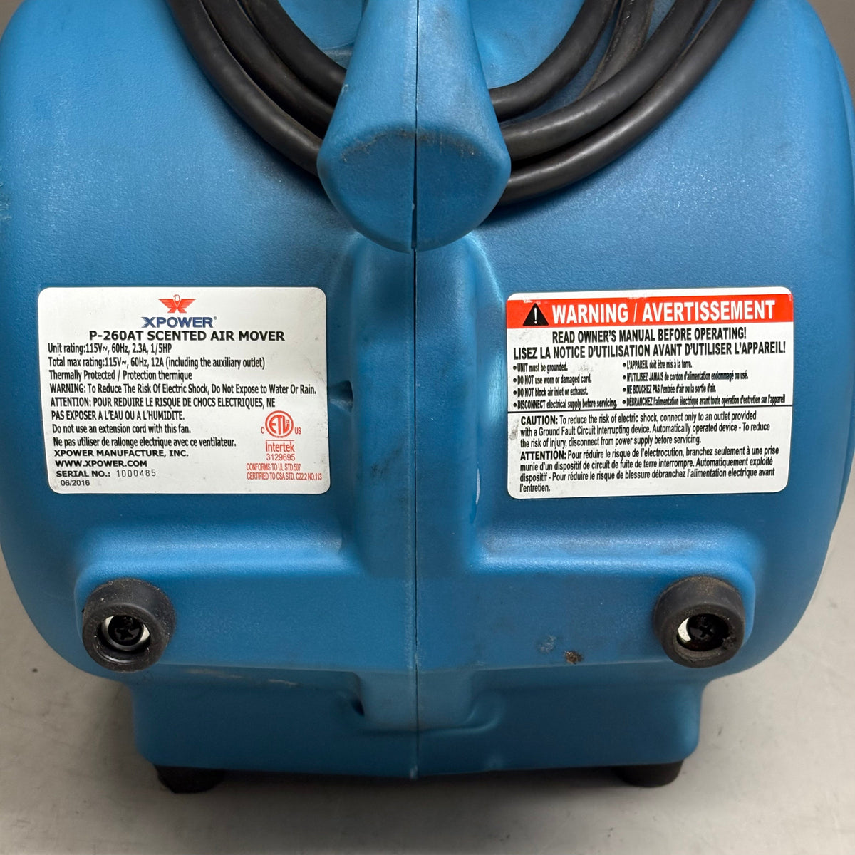 XPOWER Freshen Air Scented Air Mover With Ionizer P-260NT 1/5 HP (Missing Items)