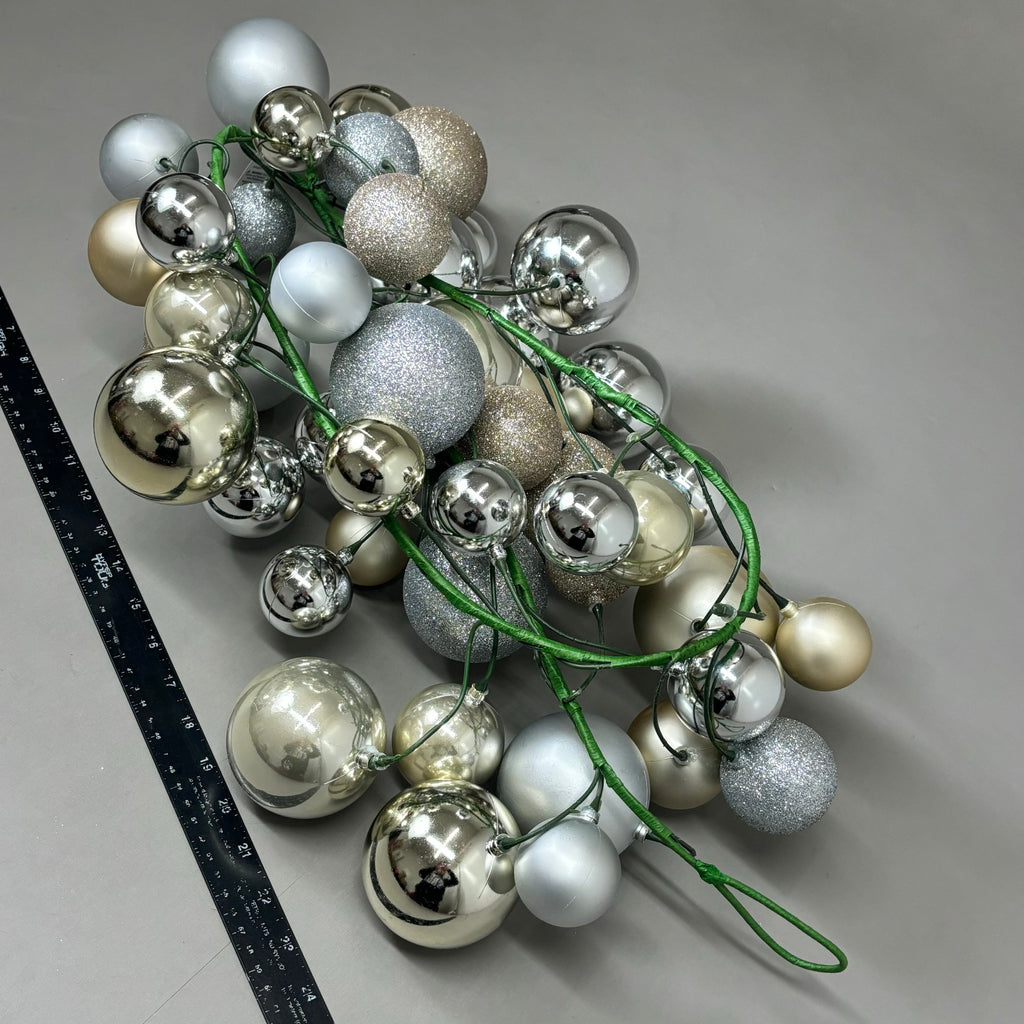 RAZ IMPORTS Plastic Christmas Ball Garland Decoration 6' Champagne G4432706