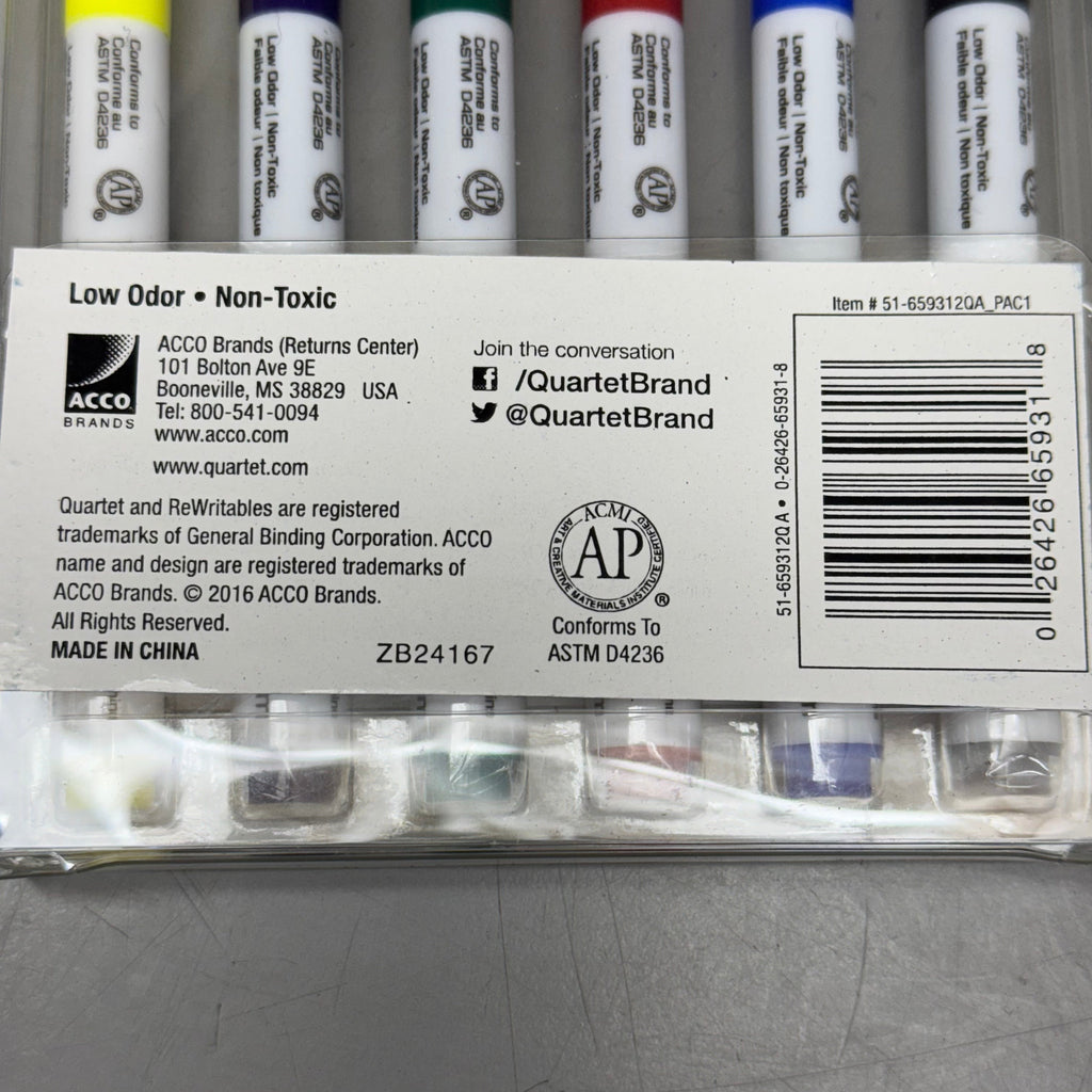 QUARTET (2 PACKS of 6 MARKERS Each) Mini Dry-Erase Markers w/ Eraser & Magnet