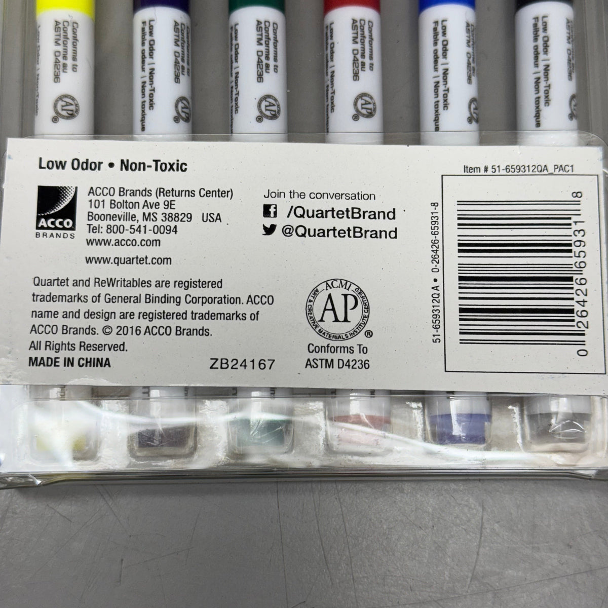 QUARTET (2 PACKS of 6 MARKERS Each) Mini Dry-Erase Markers w/ Eraser & Magnet