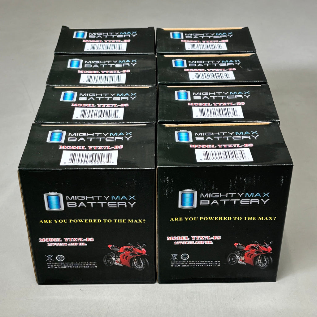 MIGHTYMAX BATTERY (8 PACK) Sealed Lead-Acid Rechargeable Battery 12V 6Ah YTX7L-BS