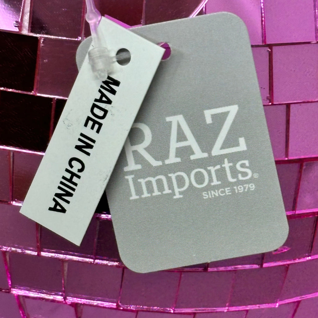 RAZ IMPORTS (2 PACK) Disco Ball Christmas Ornament Glass & Foam 6" Pink 4432728