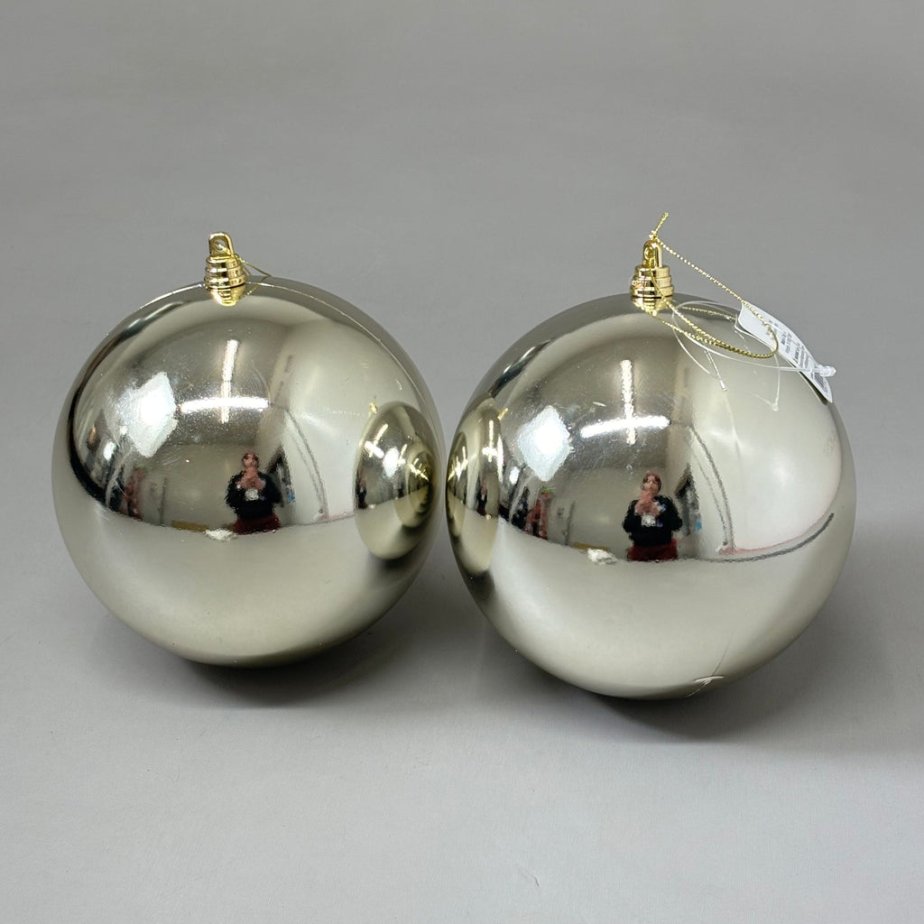RAZ IMPORTS (2 PACK) Shiny Ball Christmas Ornament Plastic 6" Champagne 4314917