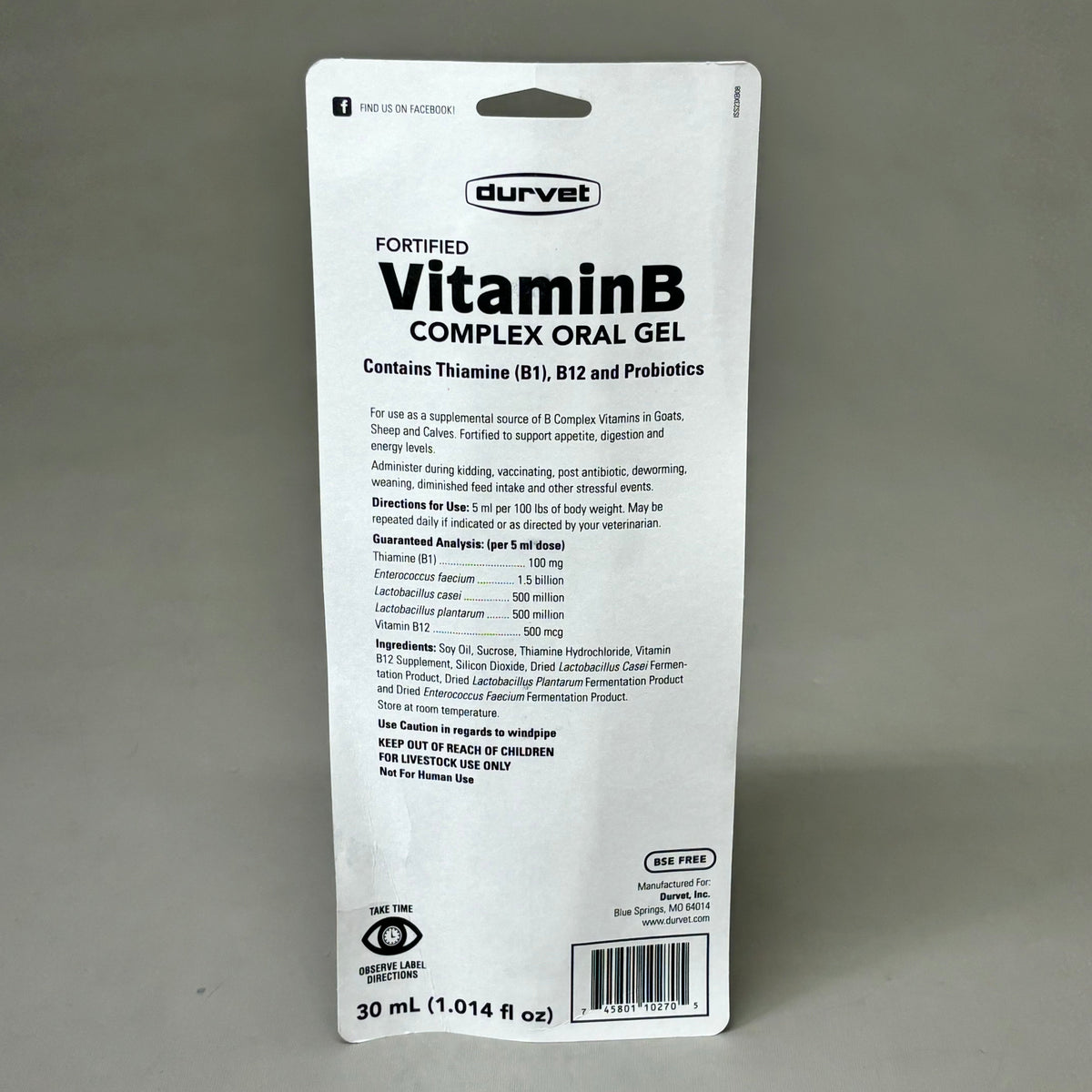 DURVET (2 PACK) Vitamin B Complex Oral Gel for Appetite Digestion Etc 30 mL