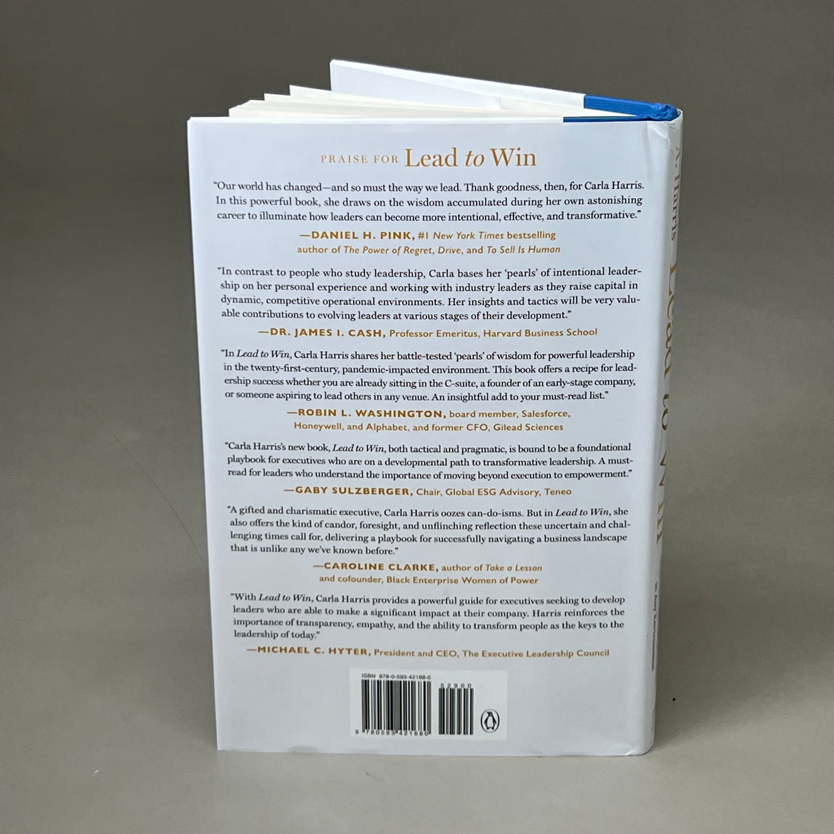 LEAD TO WIN Hardback By Carla A. Harris Published by Penguin Random House 9"x6"