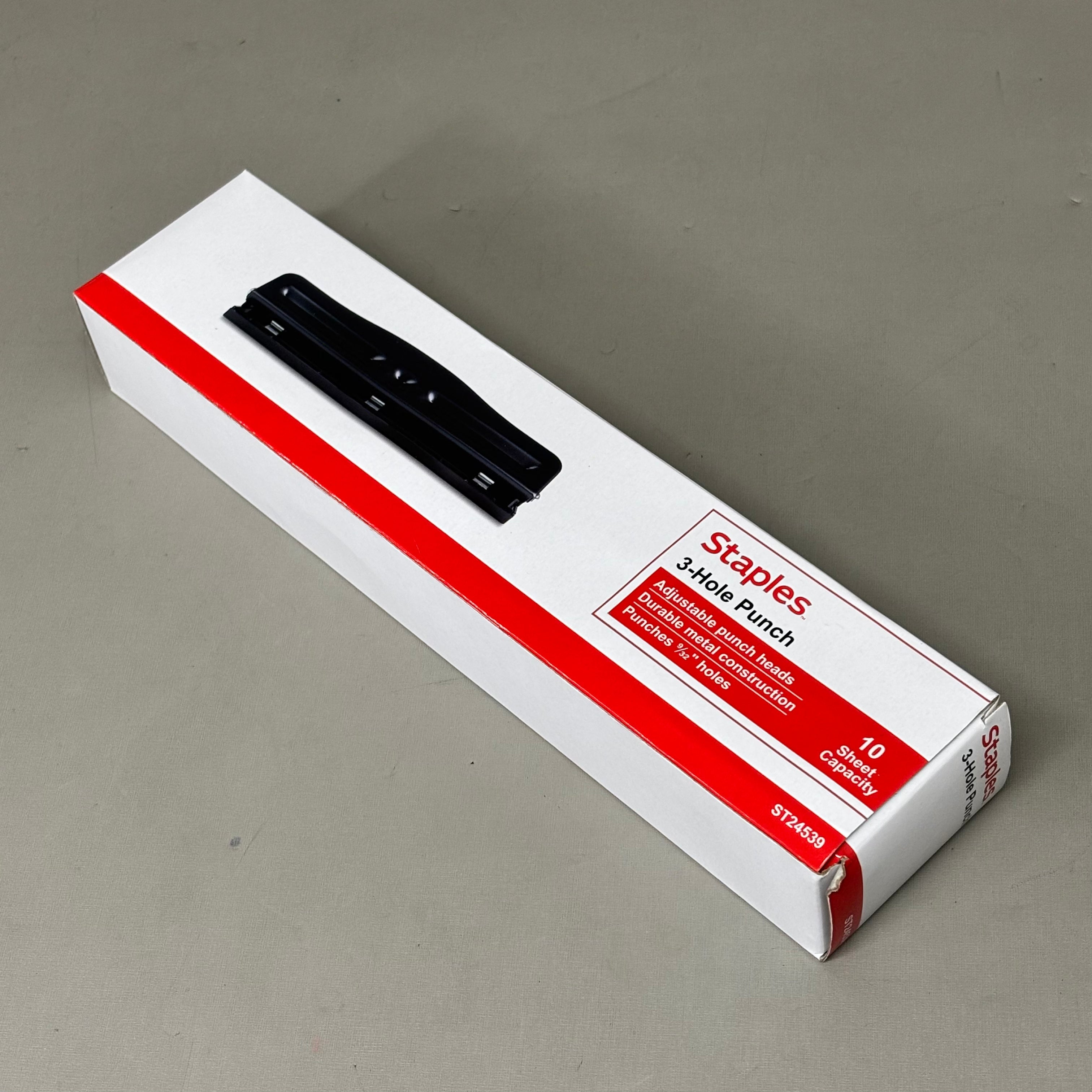 STAPLES Jam Paper Metal 3 Hole Punch 10 Sheet Capacity ST24539