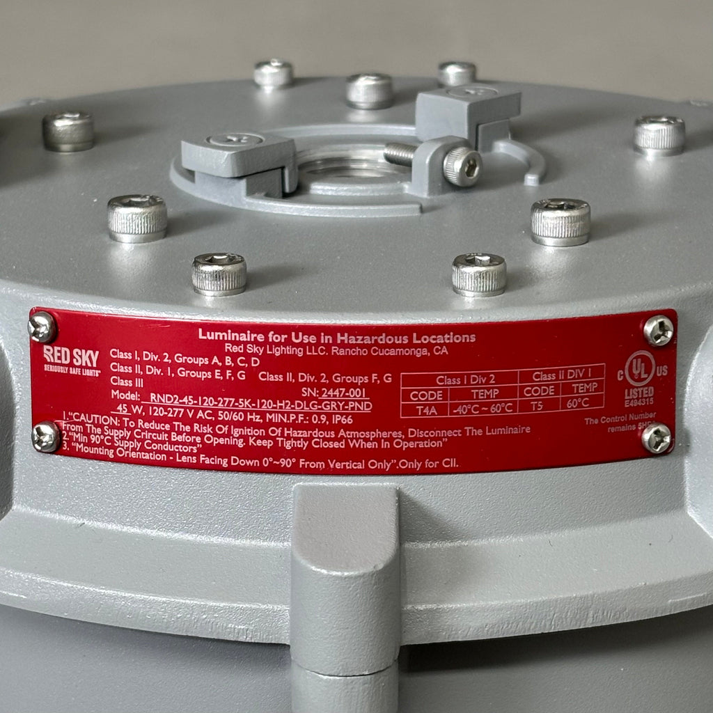 RED SKY Round Series Hazardous Location Lights  45W Voltage  RND2-45-120-277-5K-120-H2-DLG-GRY-PND