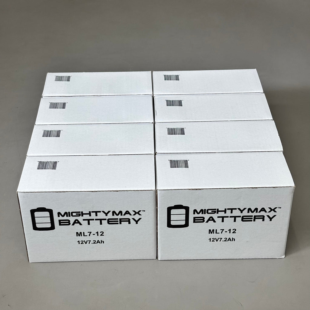 MIGHTYMAX BATTERY (8 PACK) Heavy-Duty Calcium-Alloy Grid Battery 12V ML7-12