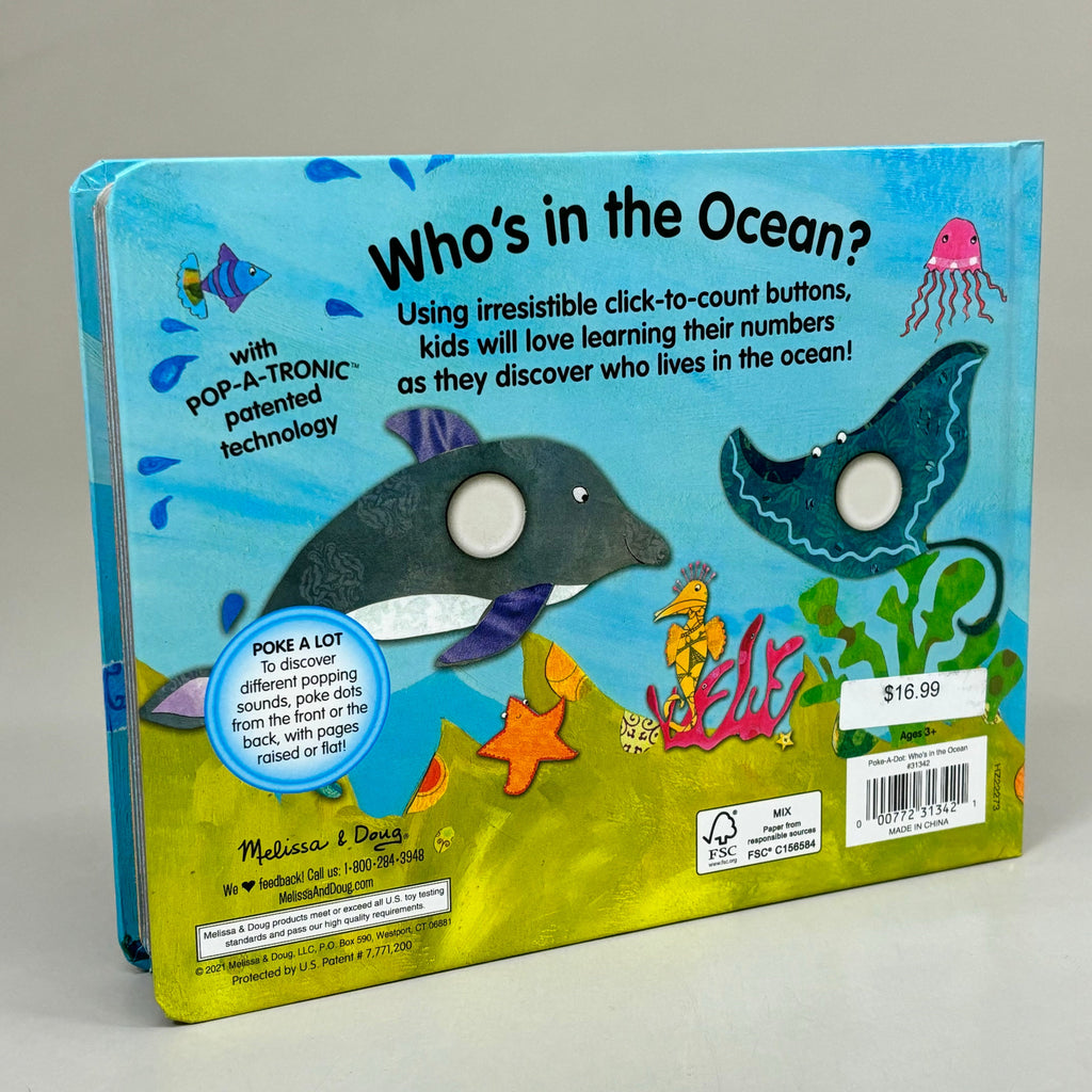 MELISSA & DOUG Who's in the Ocean Book Click & Pop Counting Book Hardback 31342
