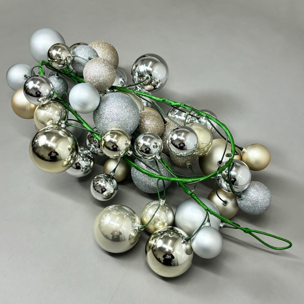 RAZ IMPORTS Plastic Christmas Ball Garland Decoration 6' Champagne G4432706