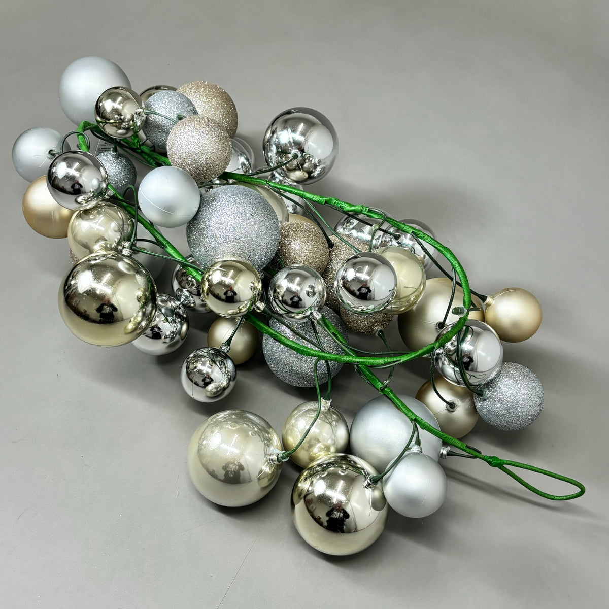 RAZ IMPORTS Plastic Christmas Ball Garland Decoration 6' Champagne G4432706