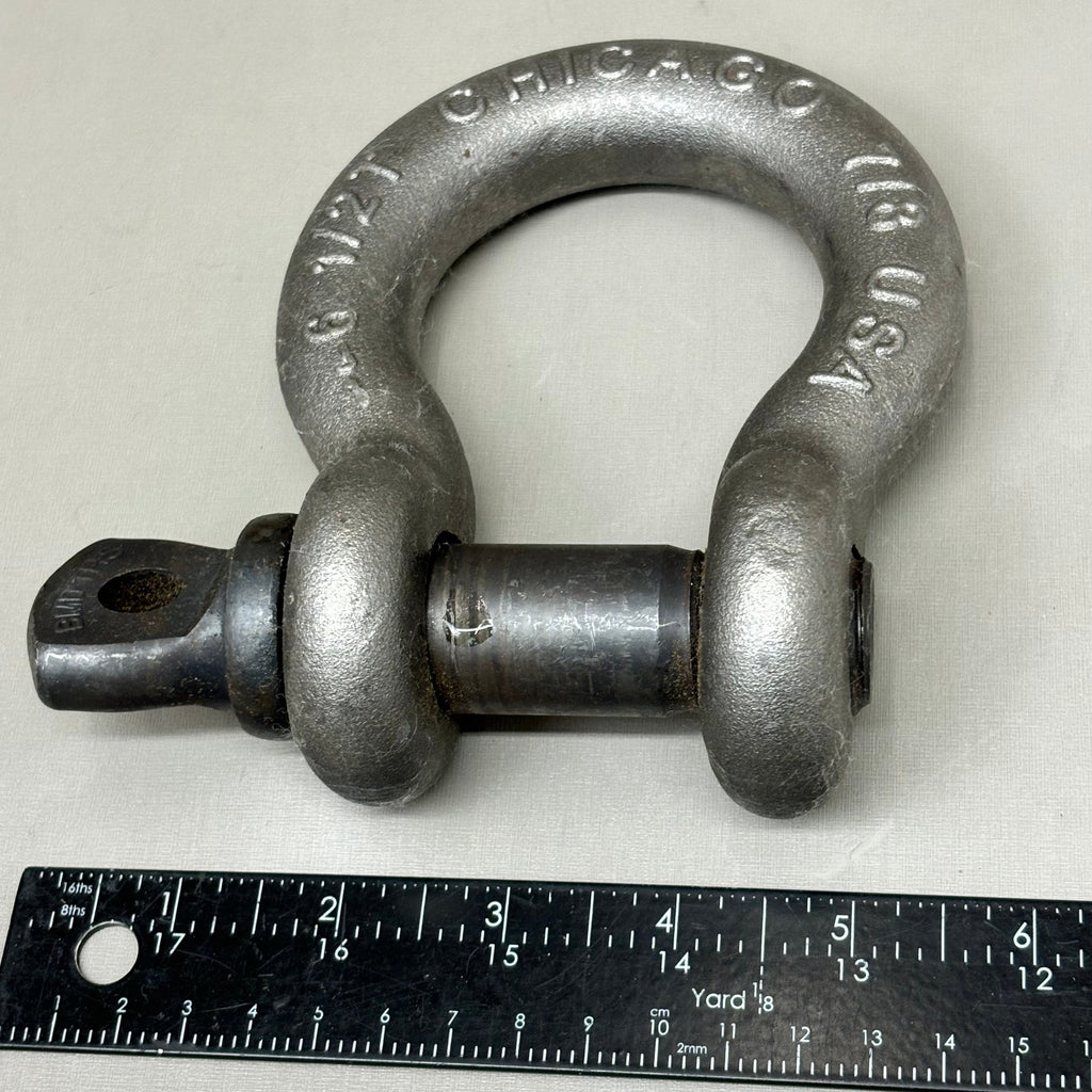 CHICAGO HARDWARE Bolt Type Anchor Shackles Galvanized 6-1/2 Ton 7/8" 200455