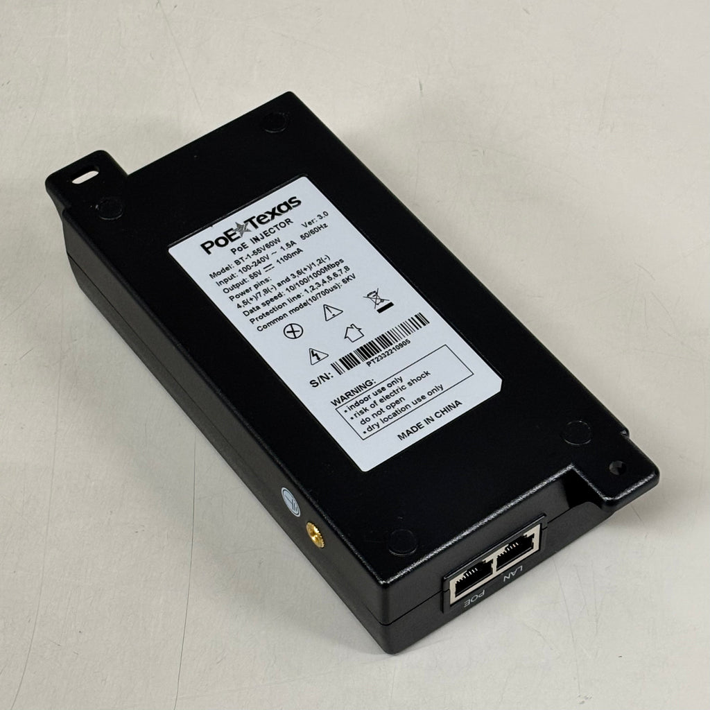 POE TEXAS Dual Signature Injector Output W/ Surge Protection 55V 60W Output Black BT-1-55V60W