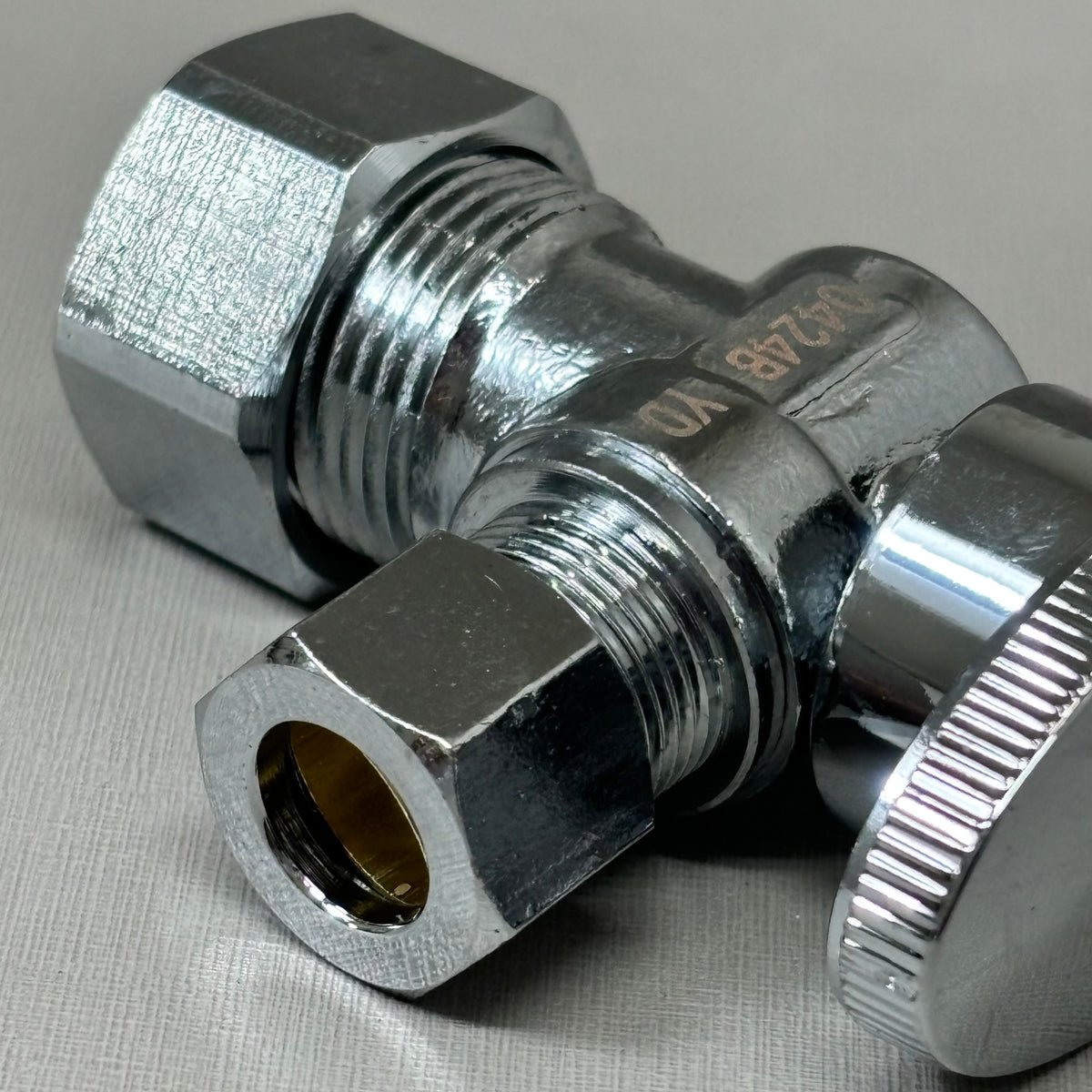 PLUMBSHOP Water Stop 1/2" Nom Comp x 3/8 " OD Comp Angle Brass/Chrome PLB100X P