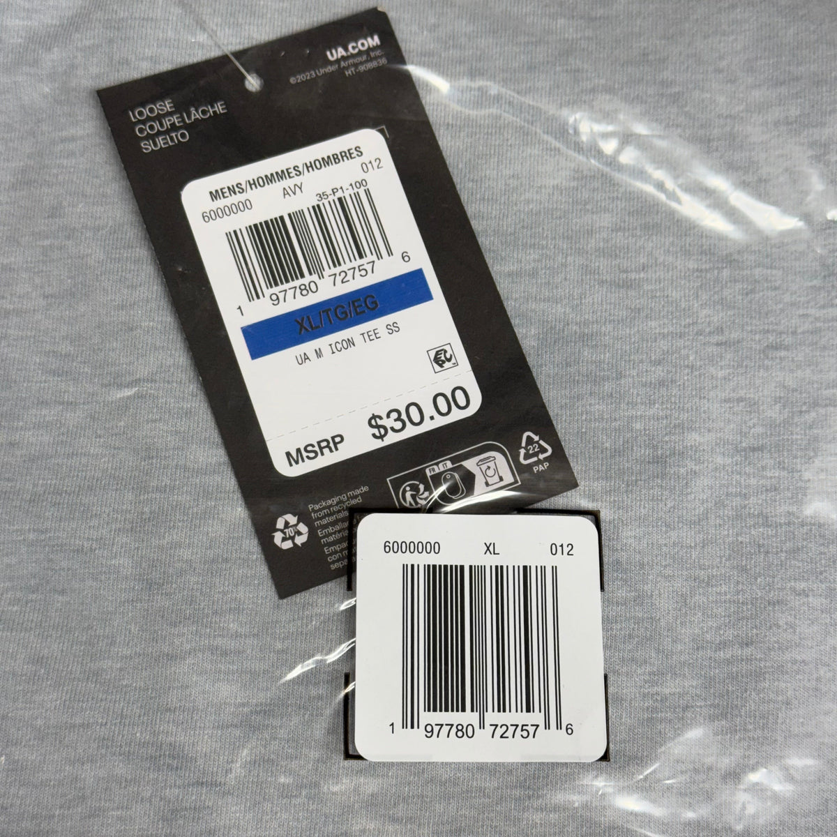 UNDER ARMOUR Men's UA Logo Embroidered Heavyweight Short Sleeve XL Harbor Blue-465