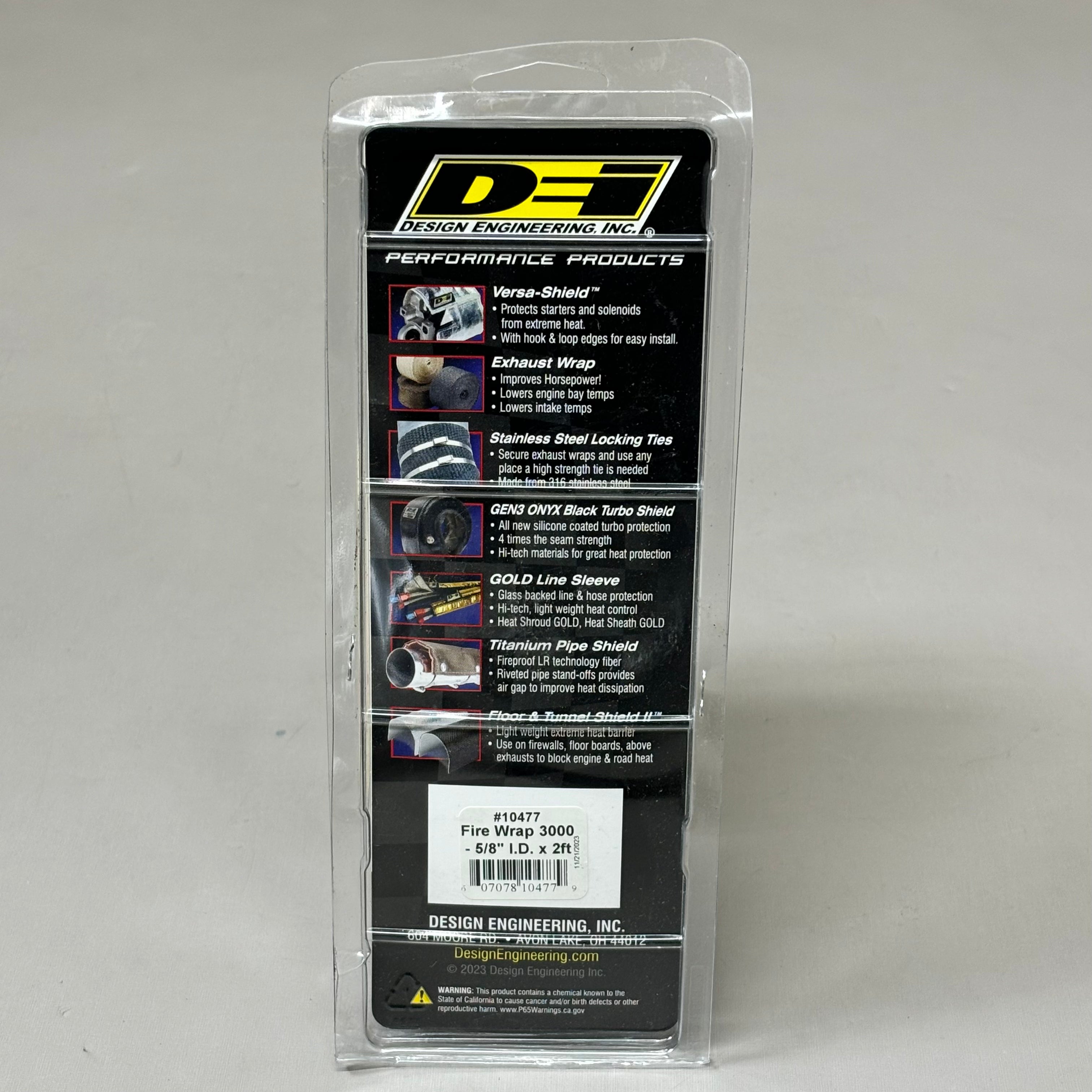 DEI DESIGN ENGINEERING INC Fire Wrap 3000 Withstands 500°F 5/8" I.D. x 2ft 10477
