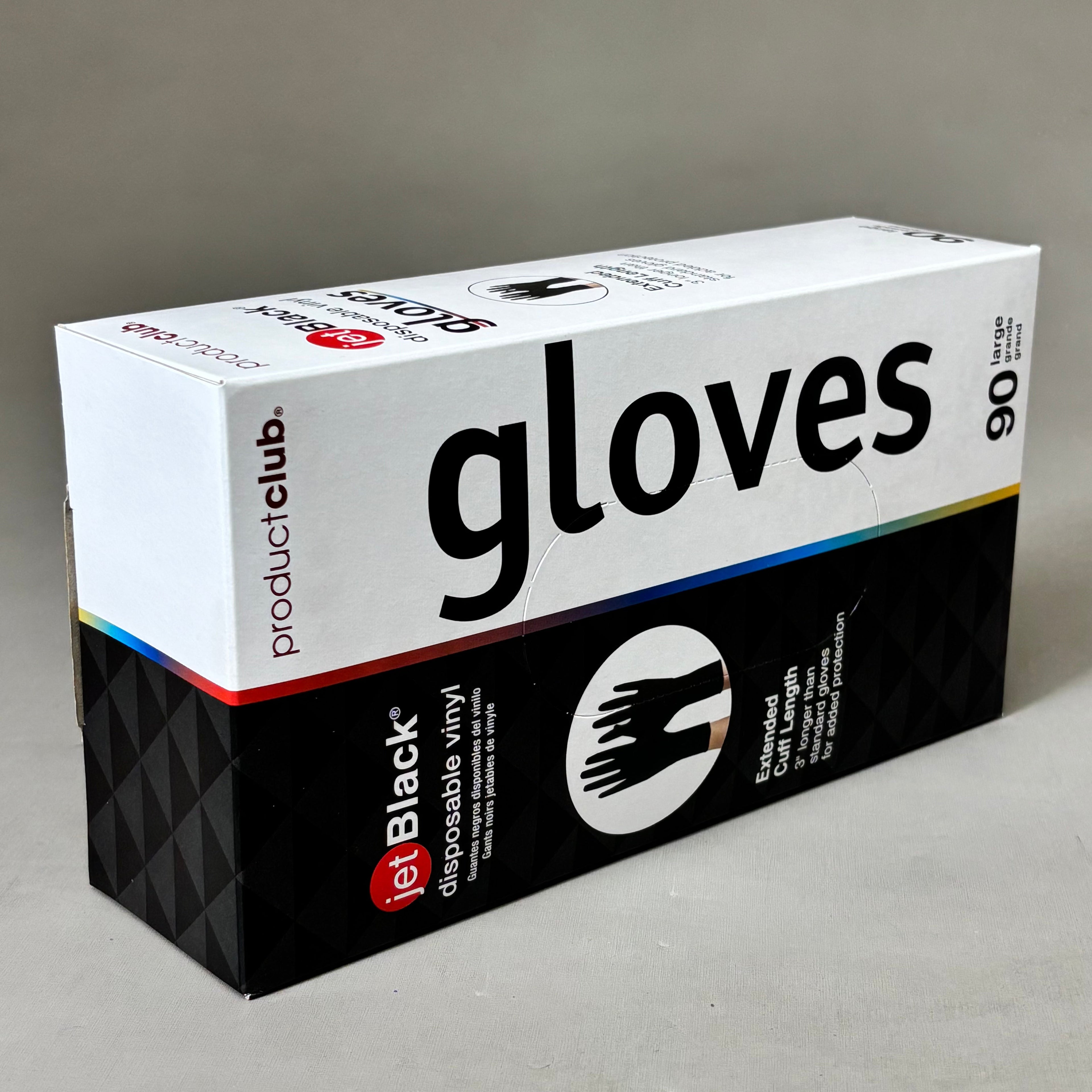 PRODUCT CLUB  (2 PACK, 90 GLOVES EACH) Disposable Vinyl Gloves Long Cuff Sz L