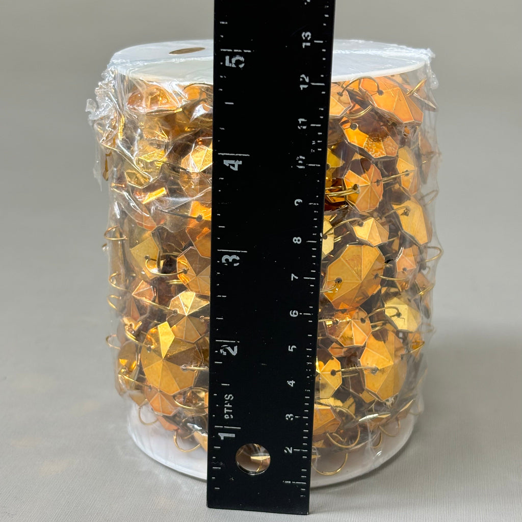 RAZ IMPORTS Christmas Garland Crystal Jewels Plastic & Iron 10 Yard Gold G4202292