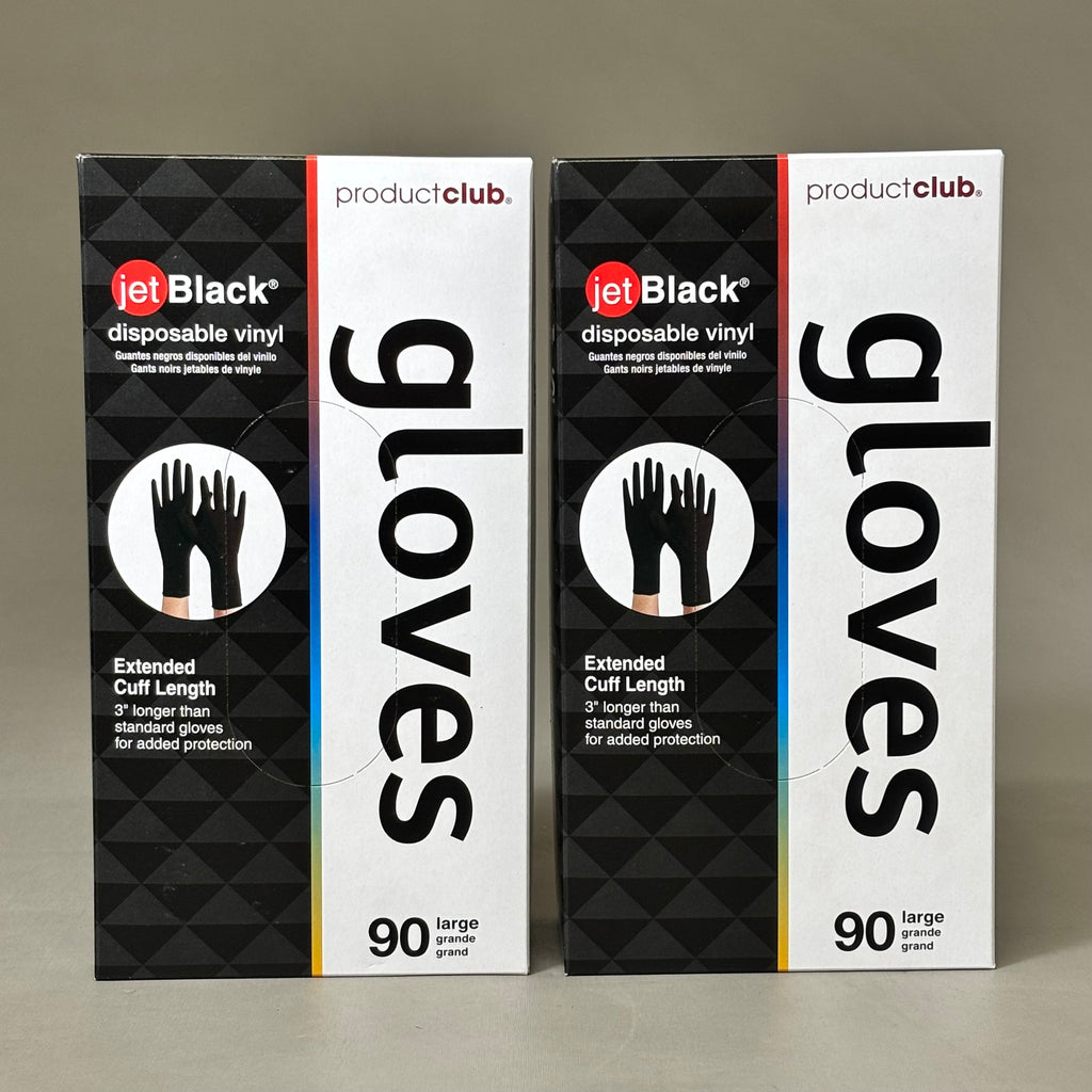 PRODUCT CLUB  (2 PACK, 90 GLOVES EACH) Disposable Vinyl Gloves Long Cuff Sz L