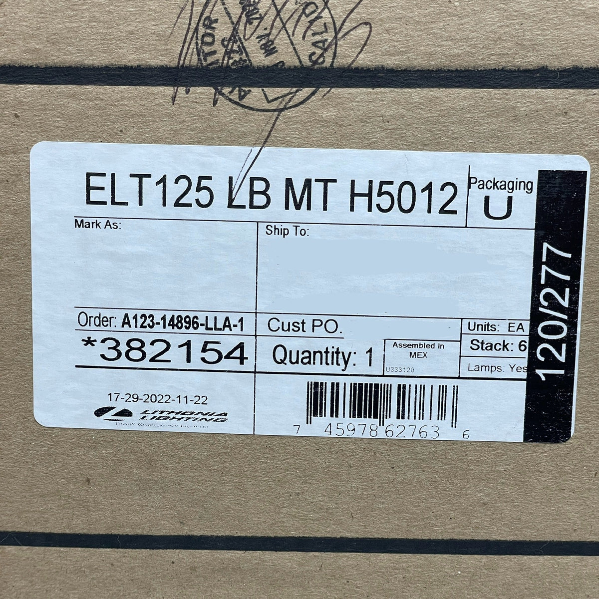 LITHONIA Titan Series Die-formed Steel Emergency Lighting Unit ELT125LB MT H5012 (New)