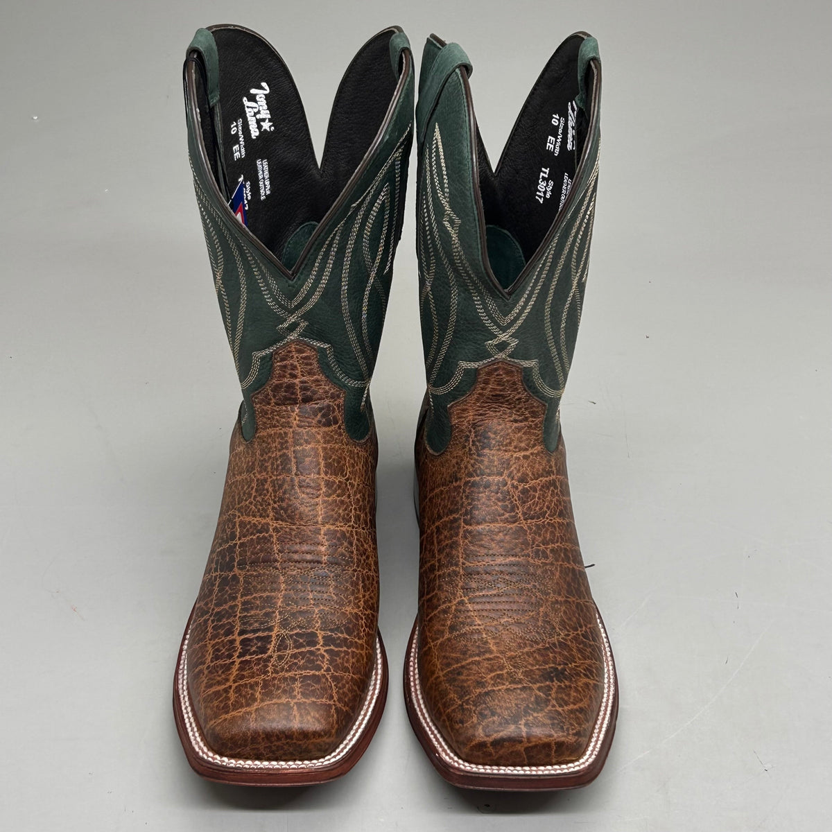 Tony Lama Tapadera Walnut Elephant Print Cowhide Style #TL317 Men's Size 11 EE