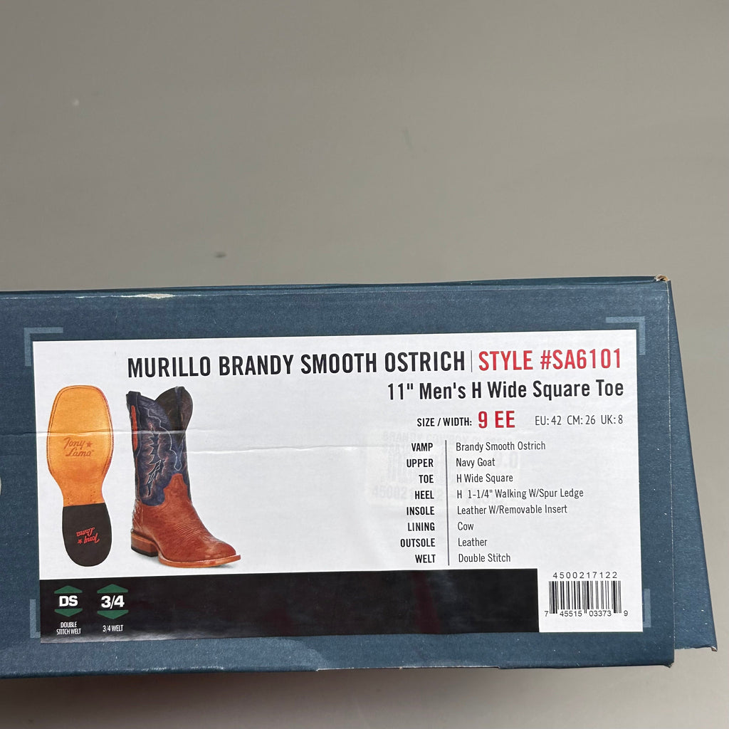 Tony Lama Murillo brandy Smooth Ostrich Style # SA6101 Men's Size 9 EE