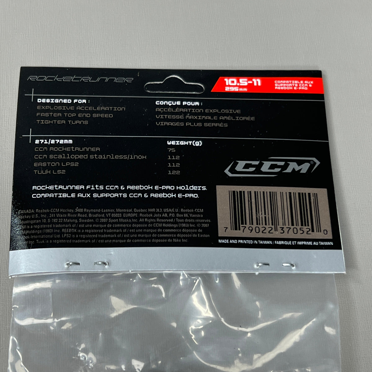 CCM RocketRunner Ice Skate 1 PAIR Stainless Steel Replacement Blades 10.5-11 295mm (New)