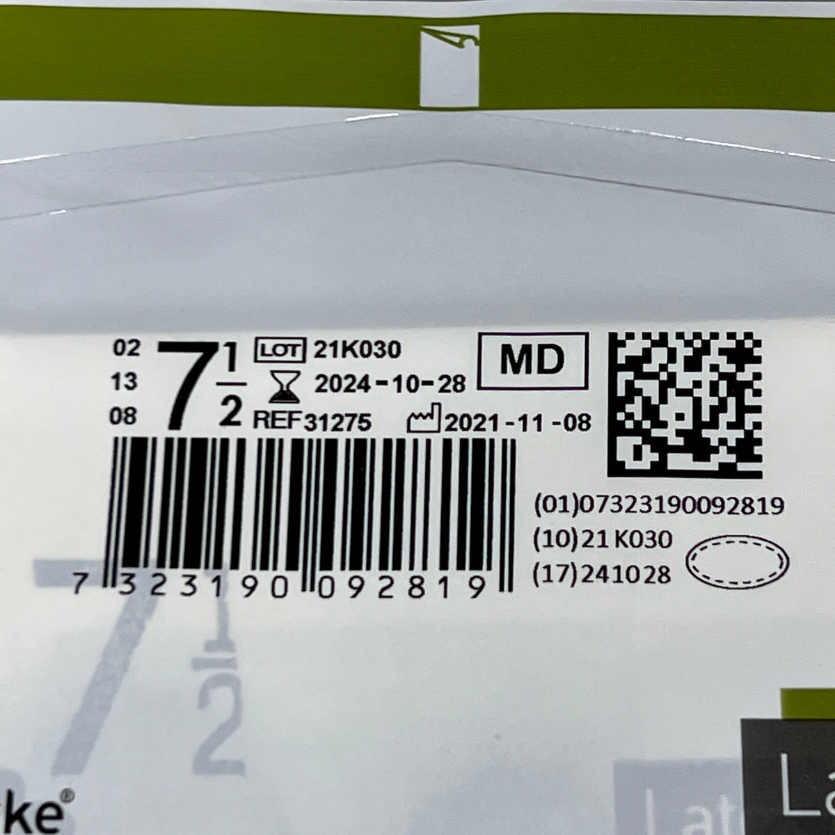 MOLNLYCKE Biogel Latex Surgical Indicator Underglove SZ 7.5 Green 50 Pairs 31275 (New)