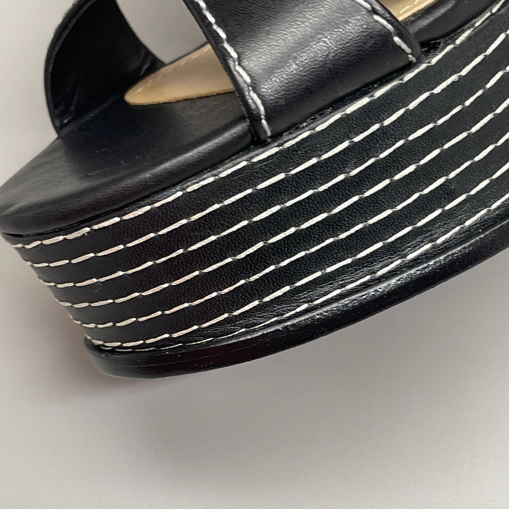 SCHUTZ Keefa Casual Women's Leather Sandal Black Platform 4" Heel Shoes Sz 6.5B (New)