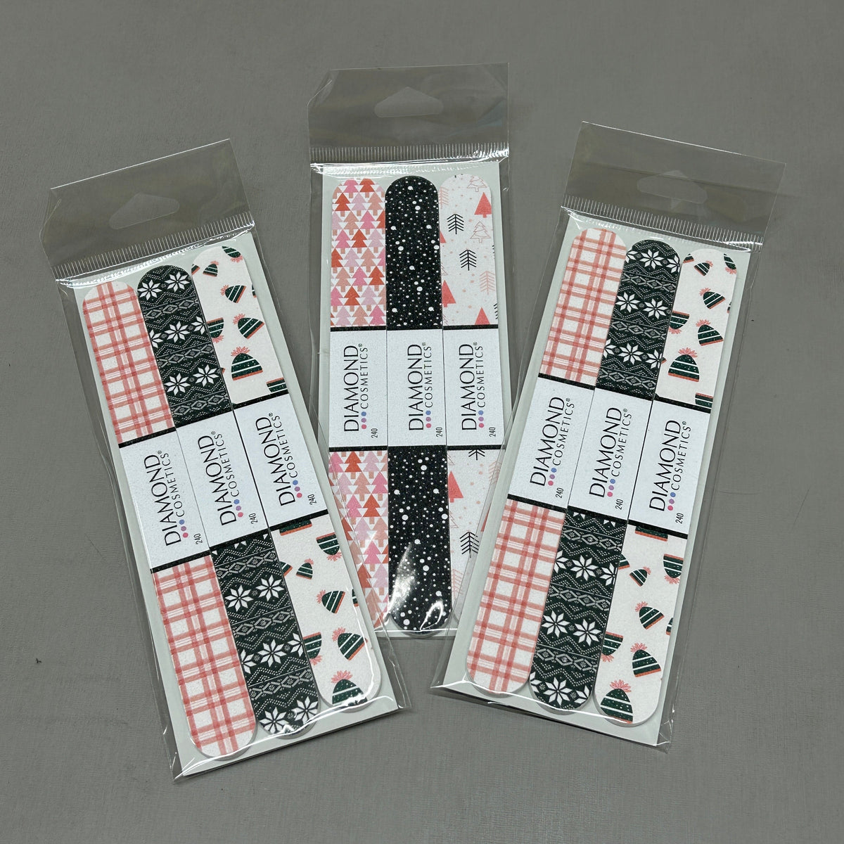 DIAMOND COSMETICS (3 PACKS of 3) Holiday Nail Files Multiple Prints 85386DT