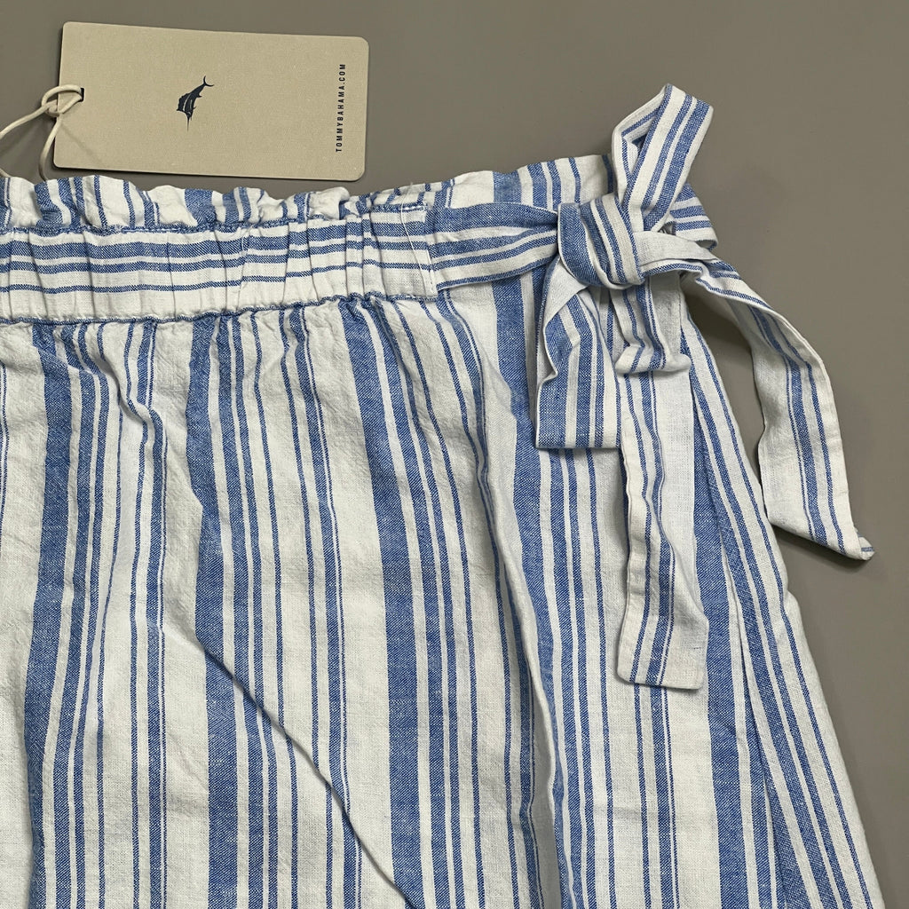 TOMMY BAHAMA Women's Shell Yea Stripe Midi Skirt Turkish Sea Size M (New)