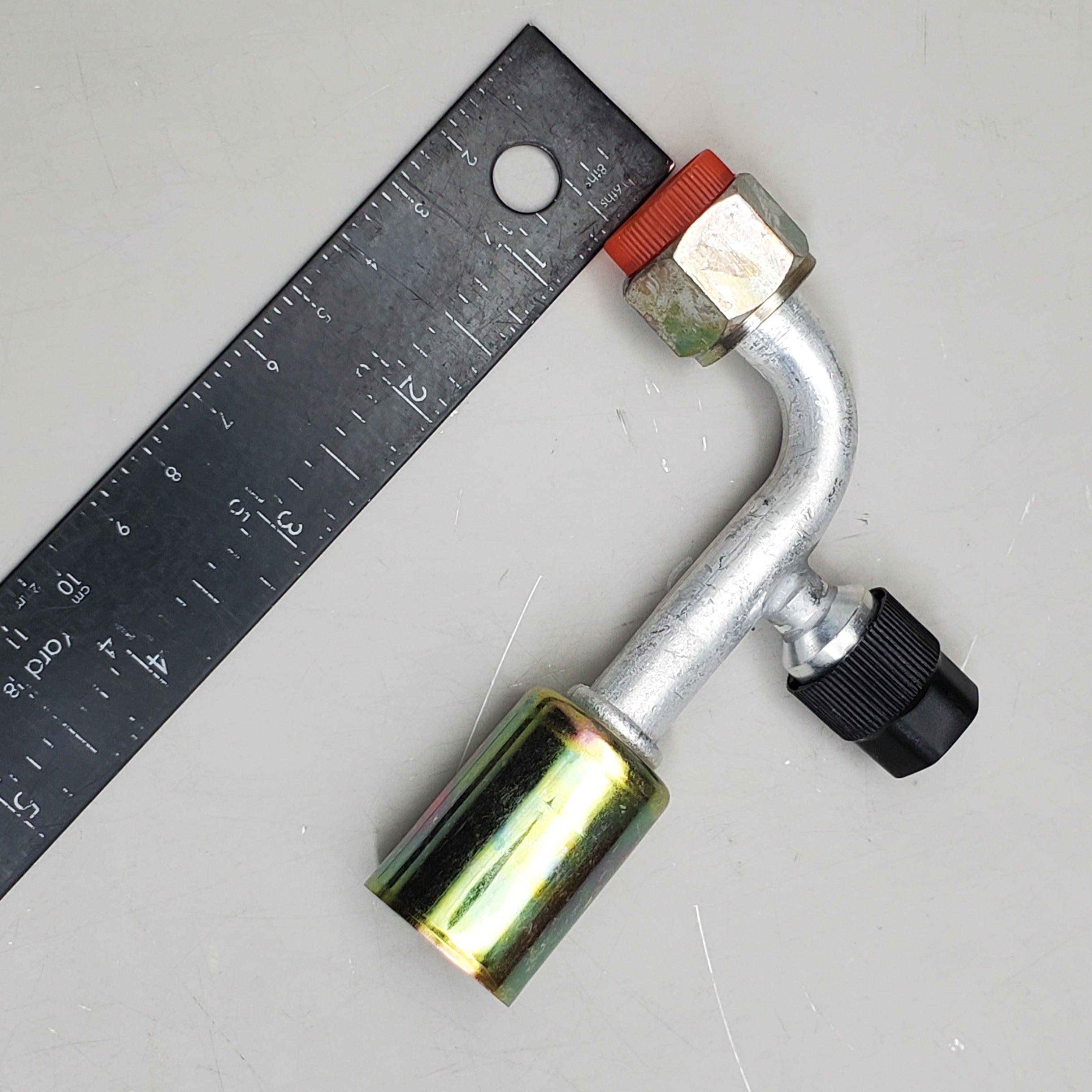 GA Beadlock A/C Fitting Crimp On Female O Ring  90 degree W 1/4" port