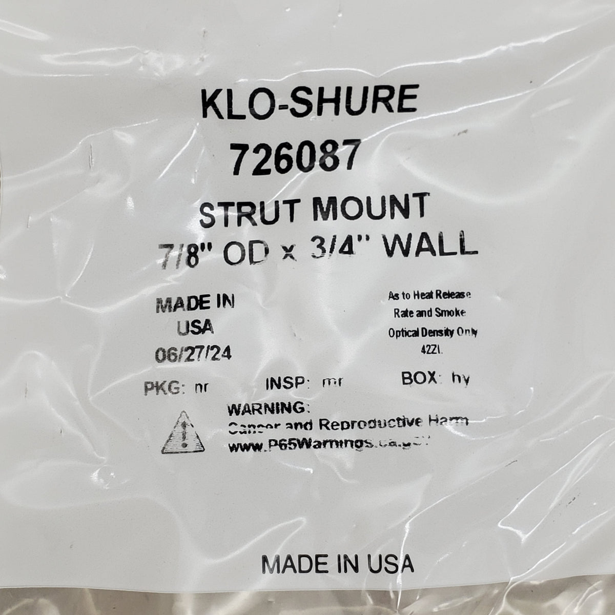 KLO-SHURE (10 Pack) Insulation Strut Mount Clamp 7/8" OD x 3/4" Wall 726087
