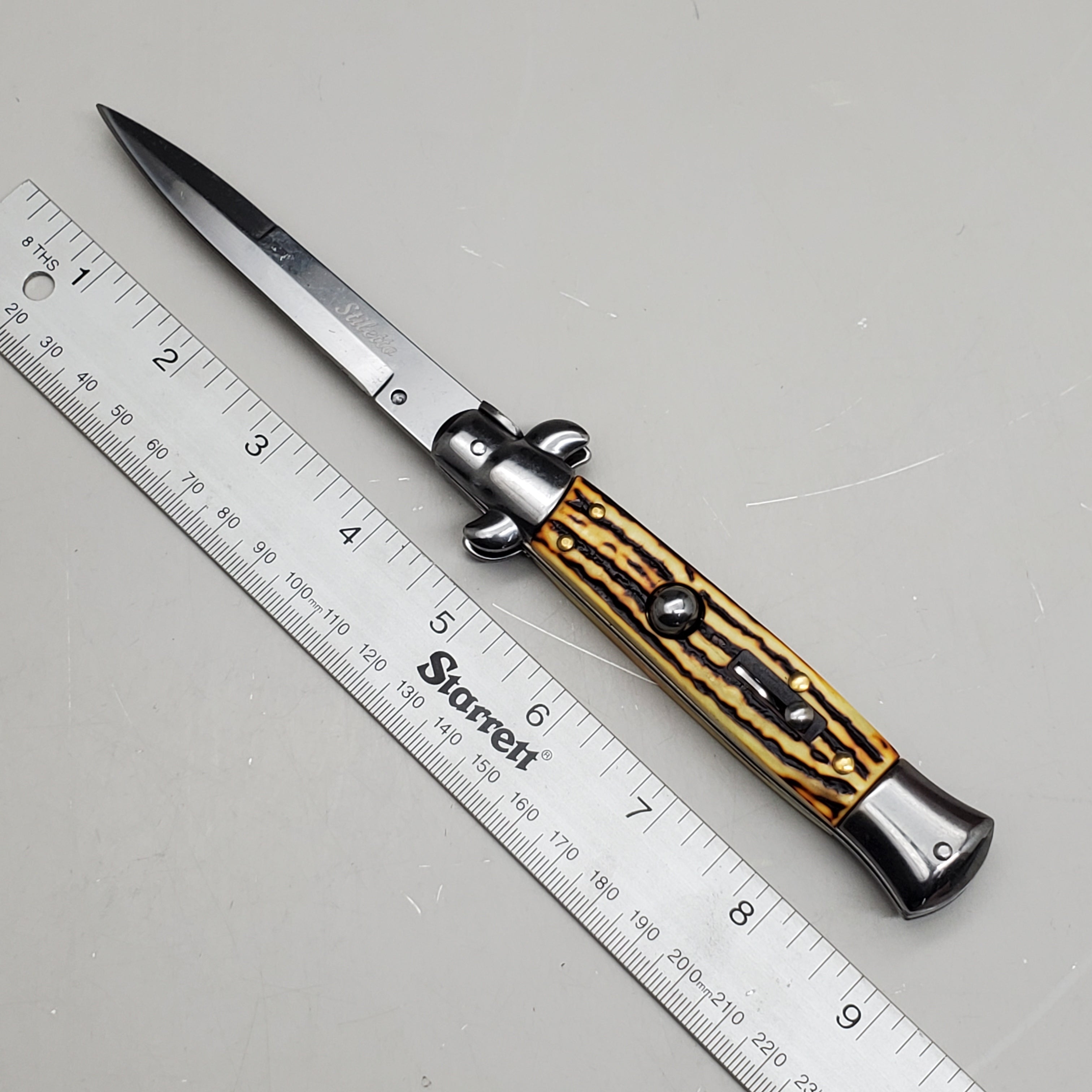 ZA@ ARMED FORCE TACTICAL Hand Crafted OTF Pocket Knife 9" Knife 4" Blade Yellow/Black