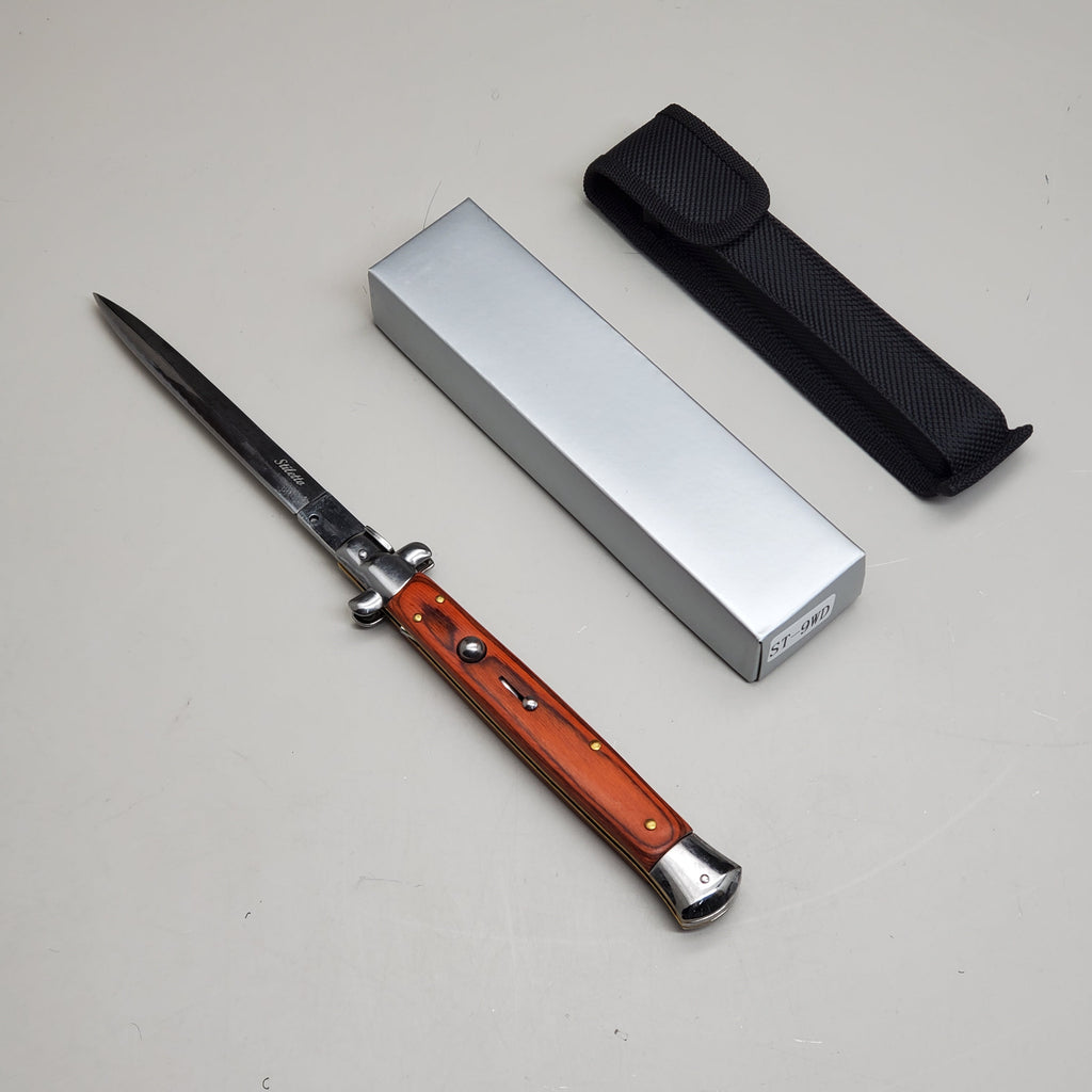 ZA@ ARMED FORCE TACTICAL Hand Crafted OTF Pocket Knife Blade 6" Knife 13" Red/Wood ST-9WD