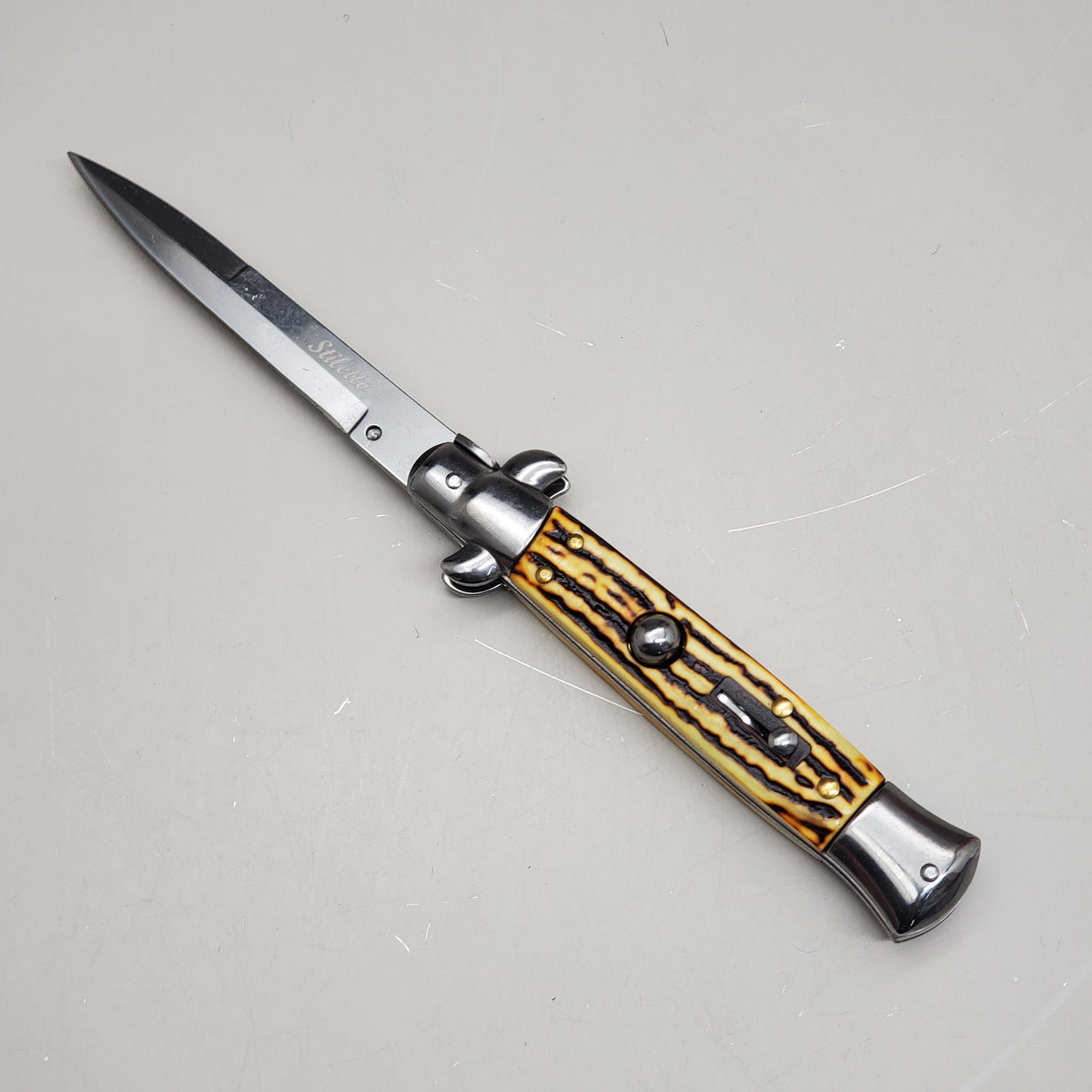 ZA@ ARMED FORCE TACTICAL Hand Crafted OTF Pocket Knife 9" Knife 4" Blade Yellow/Black