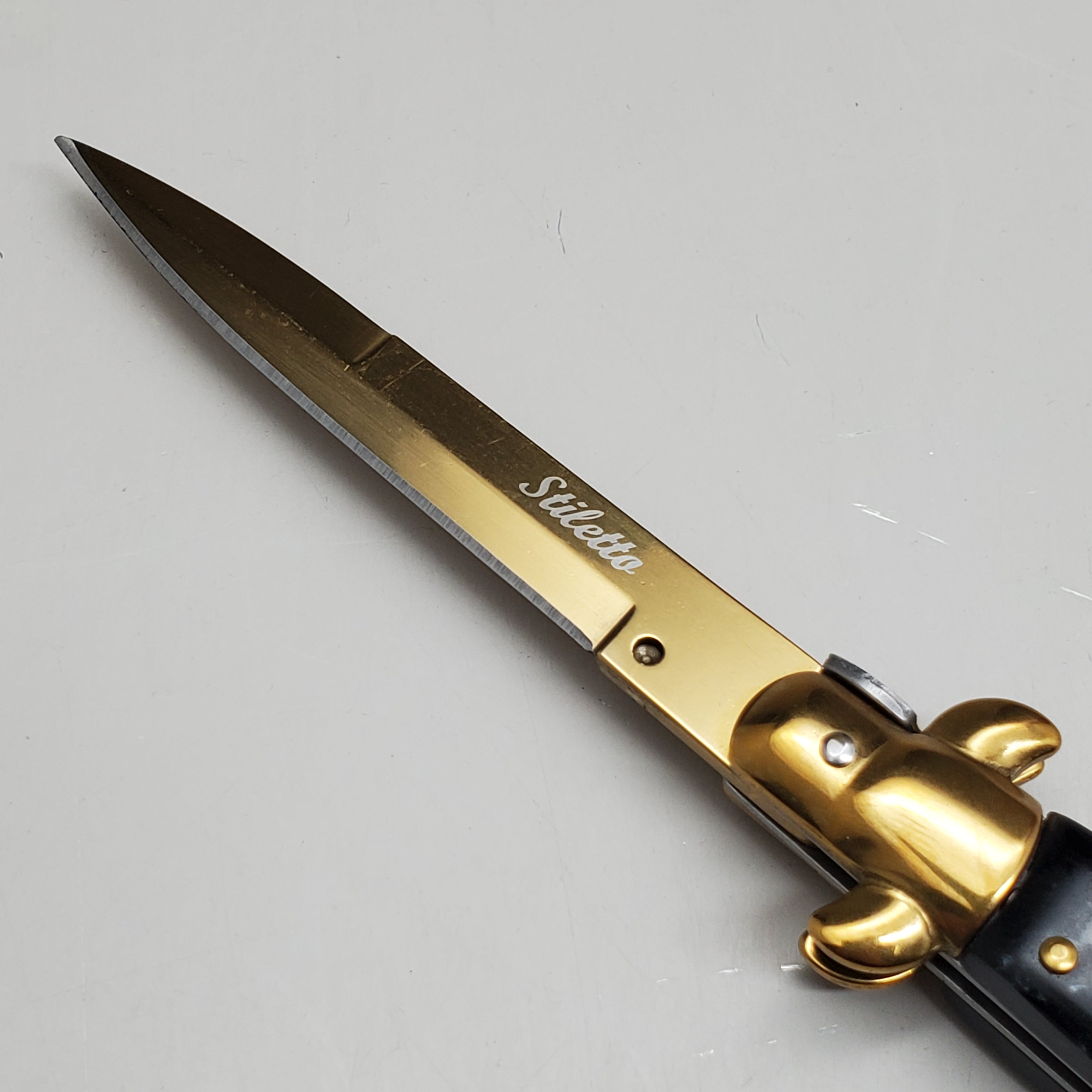 ZA@ ARMED FORCE TACTICAL Hand Crafted OTF Pocket Knife 9" knife 4" blade Gold & Black ST-6GB