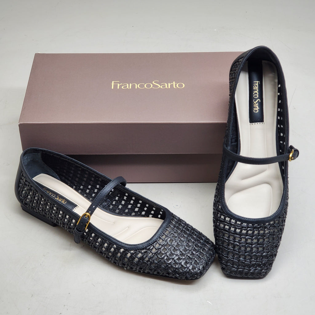 FRANCO SARTO L-Tinsley Mary Jane Women's Flat SZ M 9 Black