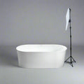 WOODBRIDGE 67” Freestanding Air Bubble Soaking Tub - White w/ Black Drain